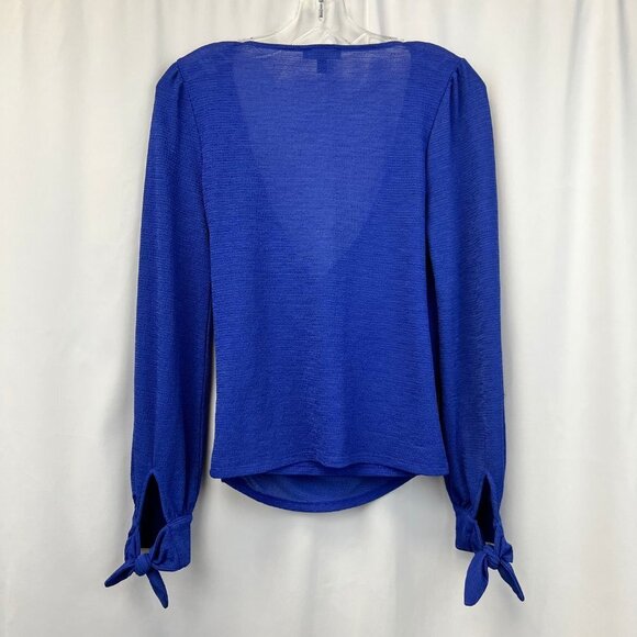 Express Womens Blue Surplice Neck Long Sleeve Pullover Blouse Top Size Small - Picture 2 of 10